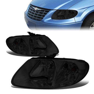 01-07 Chrysler Town Country Dodge Grand Caravan Headlights - Smoked Housing - Clear Corner - Plug-n-Play - Pair
