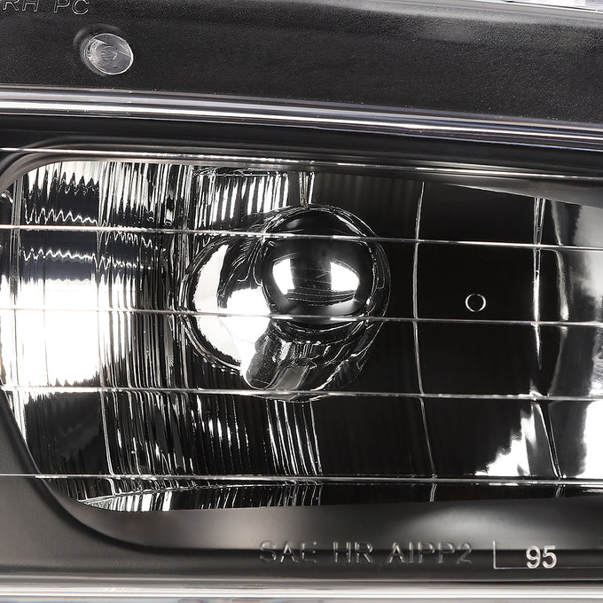 D-Motoring - Headlights - Black Housing - Amber Corner - Plug-n-Play - Pair - Dodge Caravan / Grand Caravan / Chrysler Town & Country - 2