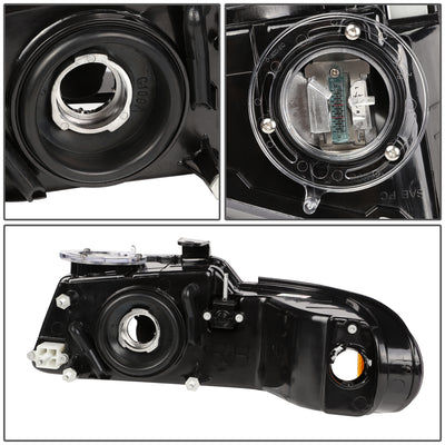 D-Motoring - Headlights - Black Housing - Amber Corner - Plug-n-Play - Pair - Dodge Caravan / Grand Caravan / Chrysler Town & Country - 4