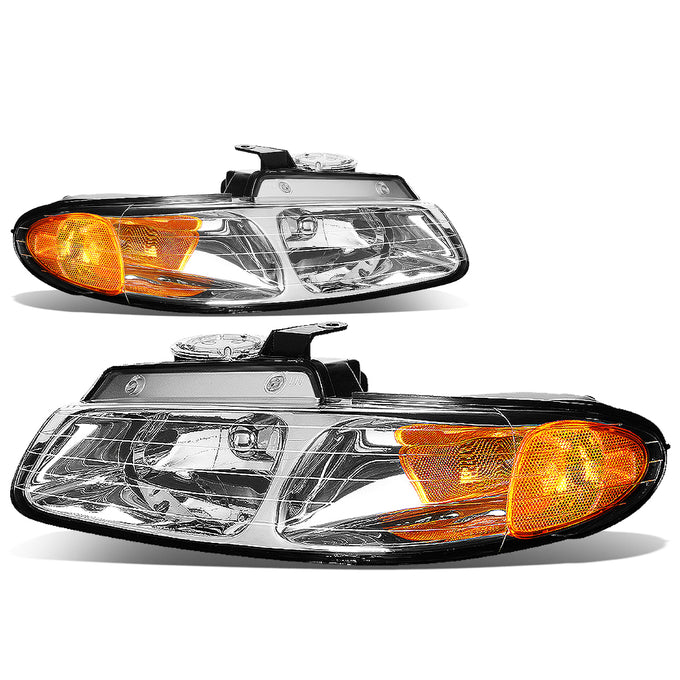 D-Motoring - Headlights - Chrome Housing - Amber Corner - Plug-n-Play - Pair - Dodge Caravan / Grand Caravan / Chrysler Town & Country - 1
