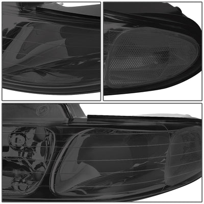 D-Motoring - Headlights - Smoked Lens - Clear Corner - Plug-n-Play - Pair - Chrysler Town & Country / Dodge Caravan / Grand Caravan / Plymouth Voyager - 4