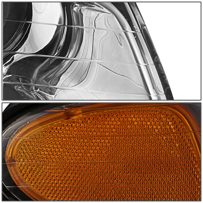 D-Motoring - Headlights - Chrome Housing - Clear Lens - Amber Corner - Projector - Plug-n-Play - Pair - Chrysler Town & Country / Dodge Caravan / Grand Caravan / Plymouth Voyager - 4