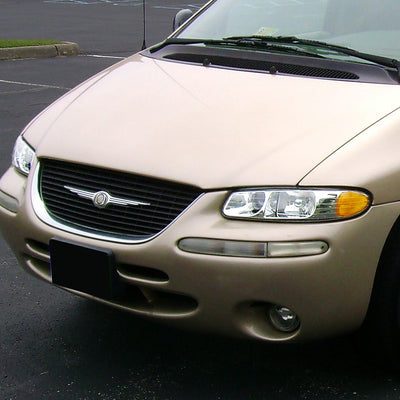 D-Motoring - Headlights - Chrome Housing - Clear Lens - Amber Corner - Projector - Plug-n-Play - Pair - Chrysler Town & Country / Dodge Caravan / Grand Caravan / Plymouth Voyager - 7