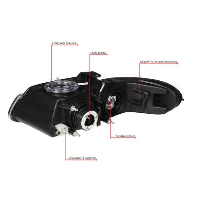 D-Motoring - Headlights - Smoked Lens - Amber Corner - Projector - Plug-n-Play - Pair - Chrysler Town & Country / Dodge Caravan / Grand Caravan / Plymouth Voyager - 6
