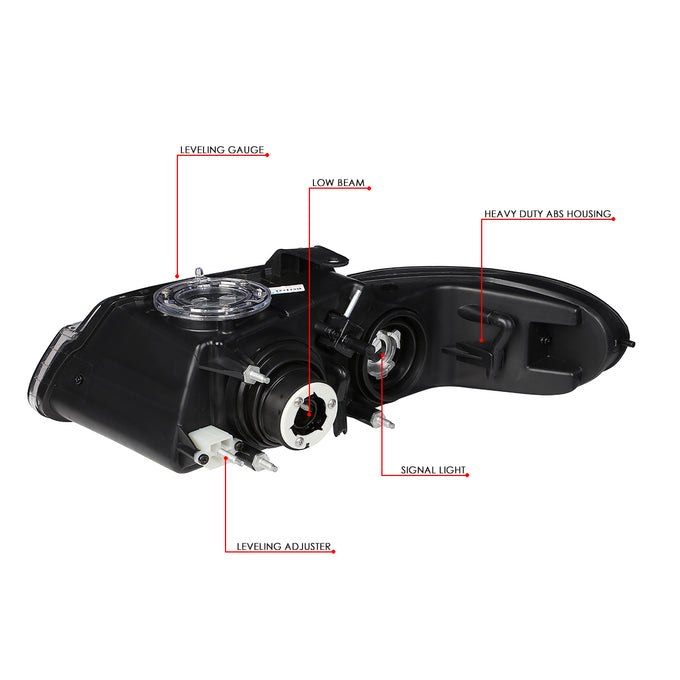 D-Motoring - Headlights - Smoked Lens - Amber Corner - Projector - Plug-n-Play - Pair - Chrysler Town & Country / Dodge Caravan / Grand Caravan / Plymouth Voyager - 6