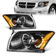 07-12 Dodge Caliber Headlights - Black Housing - Amber Corner - Plug-n-Play - Pair