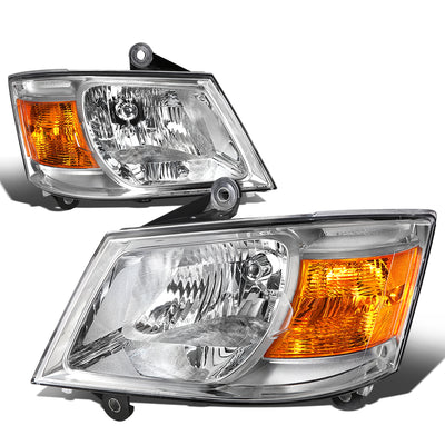 D-Motoring - Headlights - Chrome Housing - Clear Lens - Amber Corner - Plug-n-Play - Pair - 08-10 Dodge Grand Caravan - 1