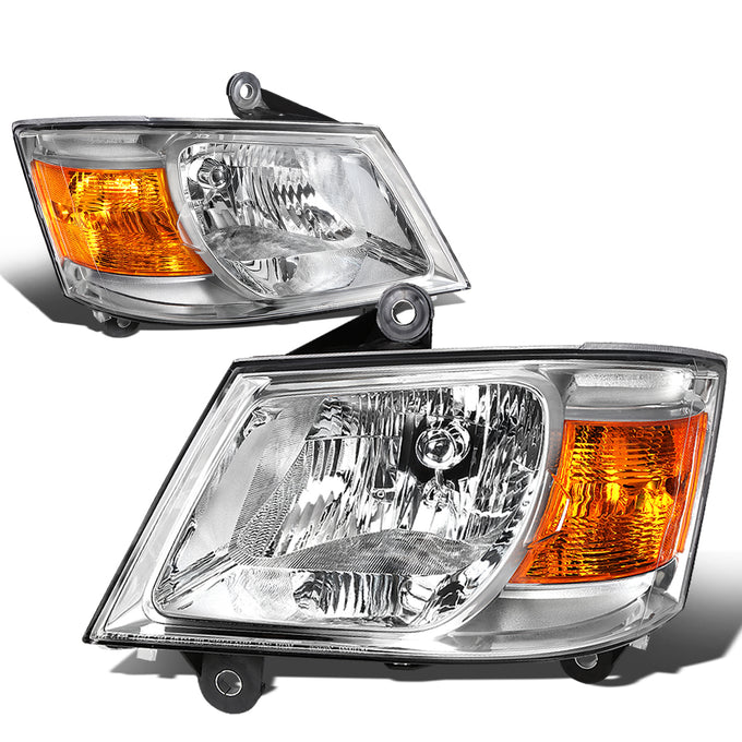 D-Motoring - Headlights - Chrome Housing - Clear Lens - Amber Corner - Plug-n-Play - Pair - 08-10 Dodge Grand Caravan - 4