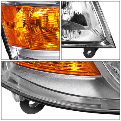 D-Motoring - Headlights - Chrome Housing - Clear Lens - Amber Corner - Plug-n-Play - Pair - 08-10 Dodge Grand Caravan - 3