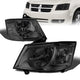 08-10 Dodge Grand Caravan Headlights - Smoked Housing - Smoked Lens - Clear Corner - Plug-n-Play - Pair