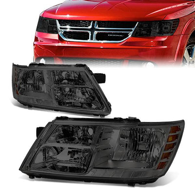 09-17 Dodge Journey Headlights - Chrome Housing - Smoked Lens - Amber Corner - Plug-n-Play - Pair