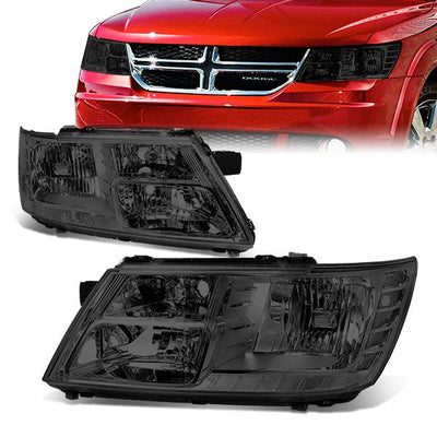 09-17 Dodge Journey Headlights - Chrome Housing - Clear Lens - Clear Corner - Plug-n-Play - Pair