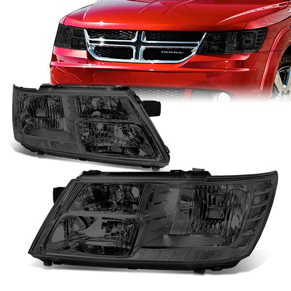09-17 Dodge Journey Headlights - Chrome Housing - Clear Lens - Clear Corner - Plug-n-Play - Pair
