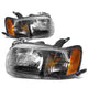 D-Motoring - Headlights - Black Housing - Amber Corner - Plug-n-Play - Pair - 01-04 Ford Escape - 1