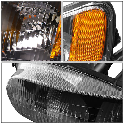 D-Motoring - Headlights - Black Housing - Amber Corner - Plug-n-Play - Pair - 01-04 Ford Escape - 3