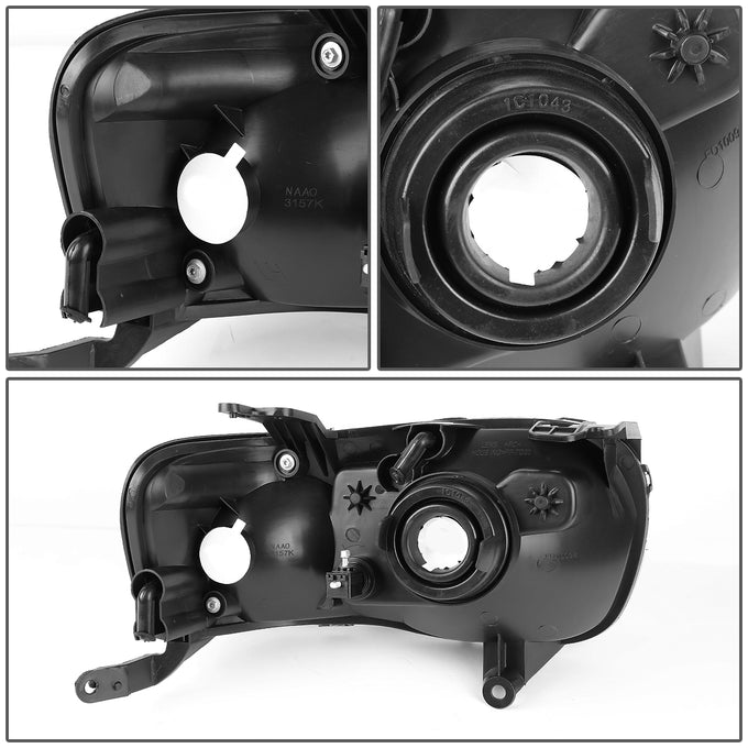 D-Motoring - Headlights - Chrome Housing - Clear Lens - Amber Corner - Plug-n-Play - Pair - 01-04 Ford Escape - 4