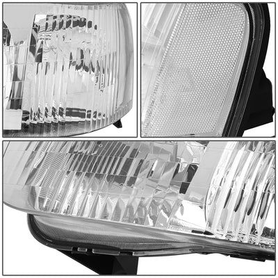 D-Motoring - Headlights - Chrome Housing - Clear Corner - Plug-n-Play - Pair - 01-04 Ford Escape - 4
