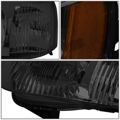 D-Motoring - Headlights - Smoked Lens - Amber Corner - Plug-n-Play - Pair - 01-04 Ford Escape - 2