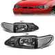97-02 Ford Escort Headlights - Black Housing - Clear Corner - Plug-n-Play - Pair