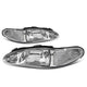 D-Motoring - Headlights - Chrome Housing - Clear Corner - Plug-n-Play - Pair - 97-02 Ford Escort 4-Door - 1
