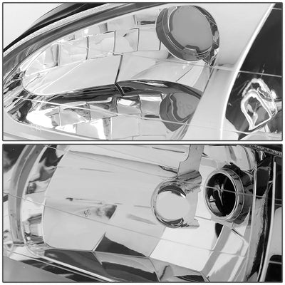 D-Motoring - Headlights - Chrome Housing - Clear Corner - Plug-n-Play - Pair - 97-02 Ford Escort 4-Door - 3