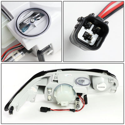 D-Motoring - Headlights - Chrome Housing - Clear Corner - Plug-n-Play - Pair - 97-02 Ford Escort 4-Door - 5