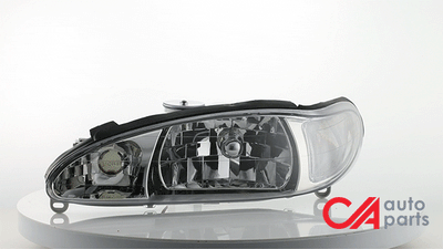 D-Motoring - Headlights - Chrome Housing - Clear Corner - Plug-n-Play - Pair - 97-02 Ford Escort 4-Door - 2