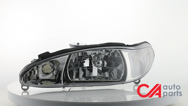 D-Motoring - Headlights - Chrome Housing - Clear Corner - Plug-n-Play - Pair - 97-02 Ford Escort 4-Door - 2