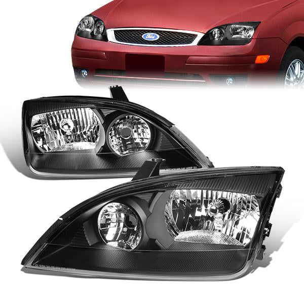 05-07 Ford Focus Headlights - Black Housing - Plug-n-Play - Pair