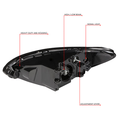 D-Motoring - Headlights - Black Housing - Clear Lens - Amber Corner - Plug-n-Play - Pair - 00-07 Ford Taurus - 6