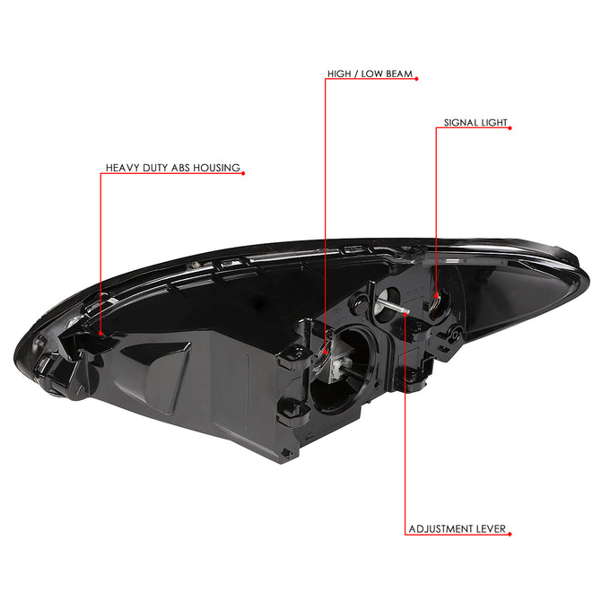 D-Motoring - Headlights - Black Housing - Clear Lens - Amber Corner - Plug-n-Play - Pair - 00-07 Ford Taurus - 6