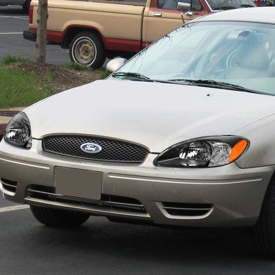 D-Motoring - Headlights - Black Housing - Clear Lens - Amber Corner - Plug-n-Play - Pair - 00-07 Ford Taurus - 7