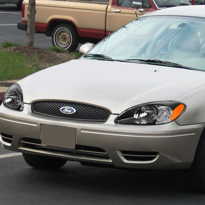 D-Motoring - Headlights - Black Housing - Clear Lens - Amber Corner - Plug-n-Play - Pair - 00-07 Ford Taurus - 7