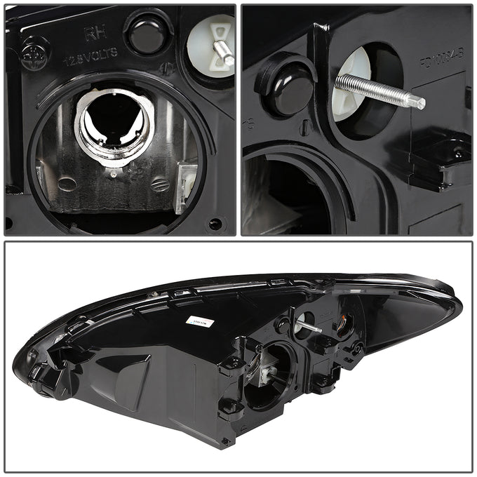 D-Motoring - Headlights - Black Housing - Clear Lens - Clear Corner - Plug-n-Play - Pair - 00-07 Ford Taurus - 5