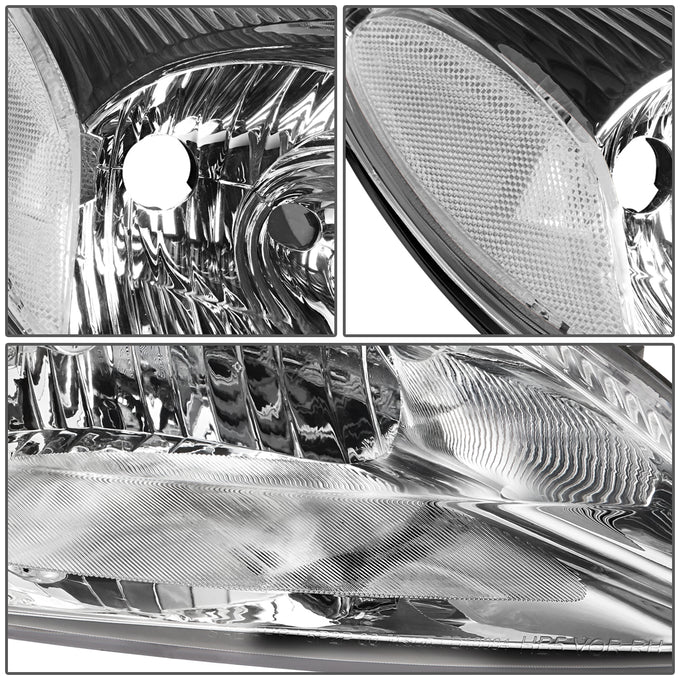 D-Motoring - Headlights - Chrome Housing - Clear Corner - Plug-n-Play - Pair - 00-07 Ford Taurus - 3