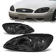 00-07 Ford Taurus Headlights - Smoked Housing - Smoked Lens - Clear Corner - Plug-n-Play - Pair