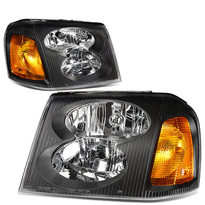 D-Motoring - Headlights - Black Housing - Amber Corner - Plug-n-Play - Pair - 02-09 GMC Envoy - 1