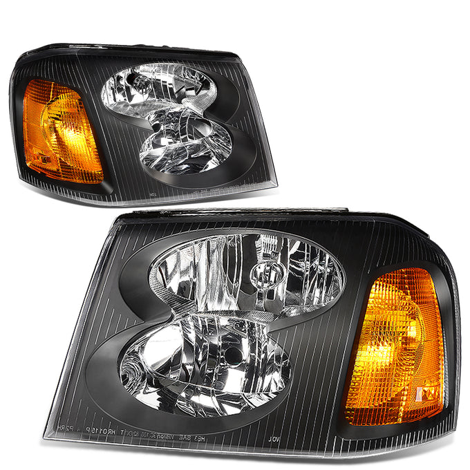 D-Motoring - Headlights - Black Housing - Amber Corner - Plug-n-Play - Pair - 02-09 GMC Envoy - 1