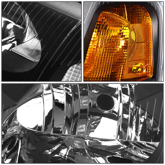 D-Motoring - Headlights - Black Housing - Amber Corner - Plug-n-Play - Pair - 02-09 GMC Envoy - 3