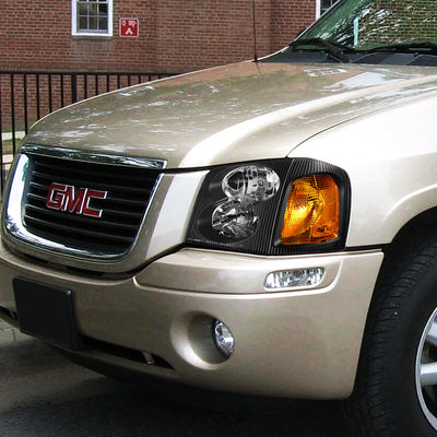 D-Motoring - Headlights - Black Housing - Amber Corner - Plug-n-Play - Pair - 02-09 GMC Envoy - 5