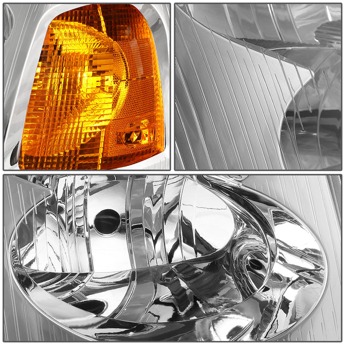 D-Motoring - Headlights - Chrome Housing - Amber Corner - Plug-n-Play - Pair - 02-09 GMC Envoy - 4