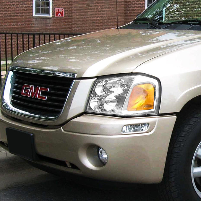 D-Motoring - Headlights - Chrome Housing - Amber Corner - Plug-n-Play - Pair - 02-09 GMC Envoy - 6