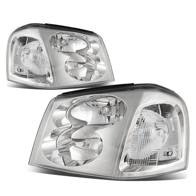 D-Motoring - Headlights - Chrome Housing - Clear Corner - Plug-n-Play - Pair - 02-09 GMC Envoy - 1