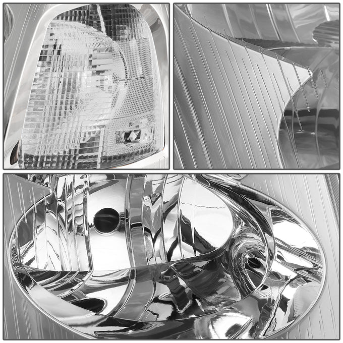 D-Motoring - Headlights - Chrome Housing - Clear Corner - Plug-n-Play - Pair - 02-09 GMC Envoy - 4