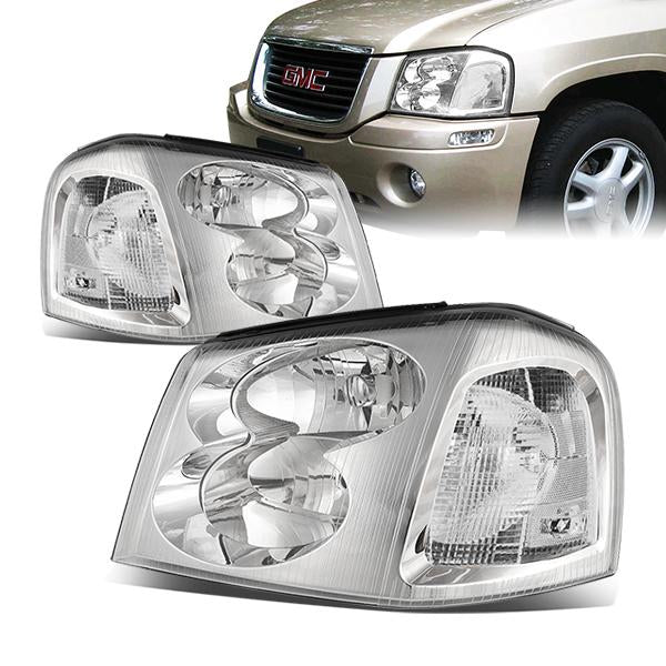 02-09 GMC Envoy Headlights - Chrome Housing - Clear Corner - Plug-n-Play - Pair