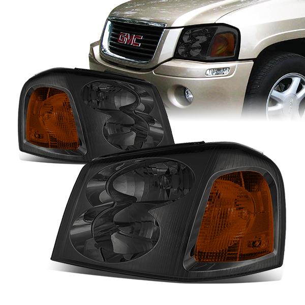 02-09 GMC Envoy Headlights - Smoked Housing - Smoked Lens - Plug-n-Play - Pair