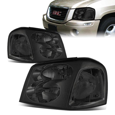 02-09 GMC Envoy Headlights - Smoked Housing - Smoked Lens - Clear Corner - Plug-n-Play - Pair
