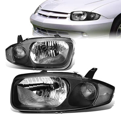 03-05 Chevy Chevrolet Cavalier Headlights - Black Housing - Plug-n-Play - Pair