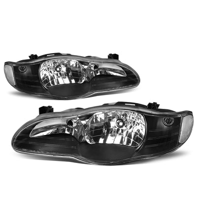 D-Motoring - Headlights - Black Housing - Clear Lens - Clear Corner - Plug-n-Play - Pair - 00-05 Chevy Monte Carlo - 1