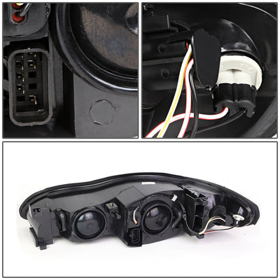 D-Motoring - Headlights - Black Housing - Clear Lens - Clear Corner - Plug-n-Play - Pair - 00-05 Chevy Monte Carlo - 4